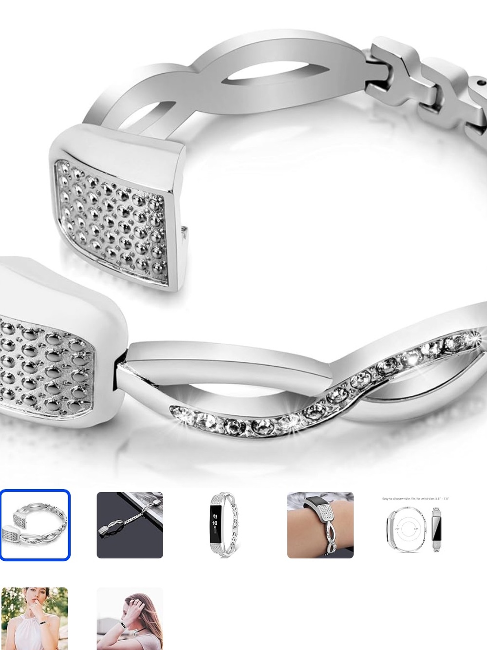 fitbit Silver Crystal Link Bracelet Band for Alta / Alta HR